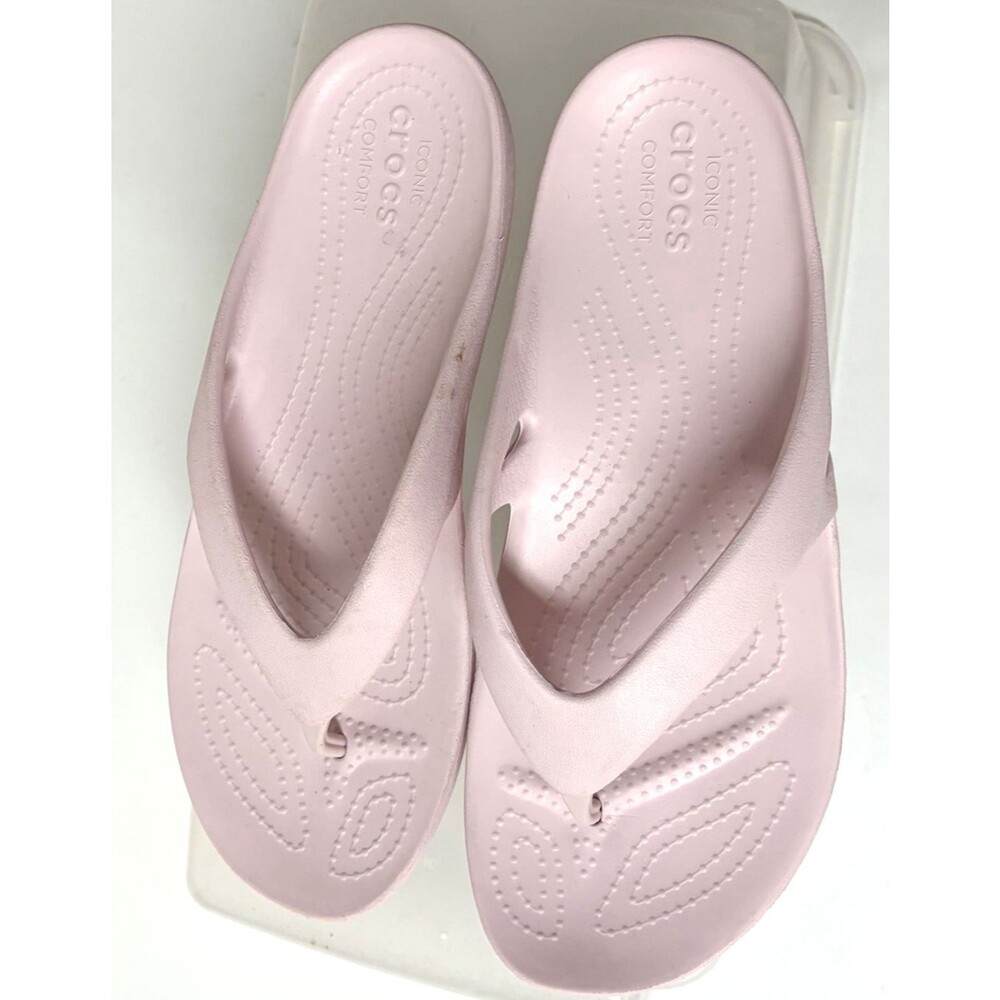Crocs Women's Flip Flops Sandals Size 7 - Iconic Comfort ~ Pale Pink/Lavender ~